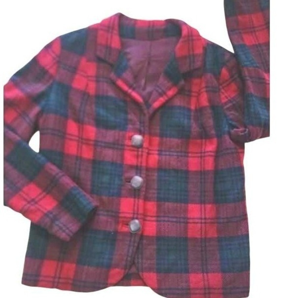 Handmade‎ Plaid Wood Blazer- Womens size xs_ Stunning!!